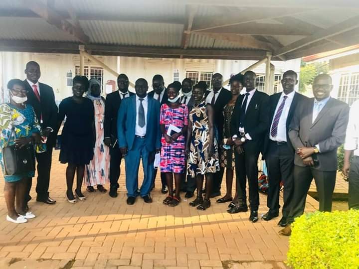 Dr Adam Makmot Kibwanga 1st from R with colleagues Lawyers and activits on Wednesday.