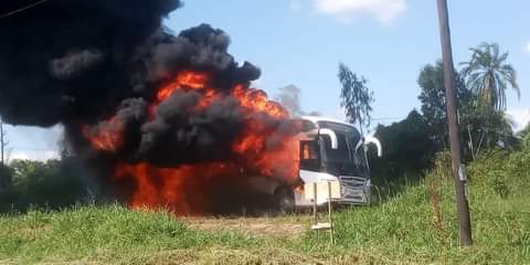 Breaking: Parliament bus catches fire with Covid-19 patients