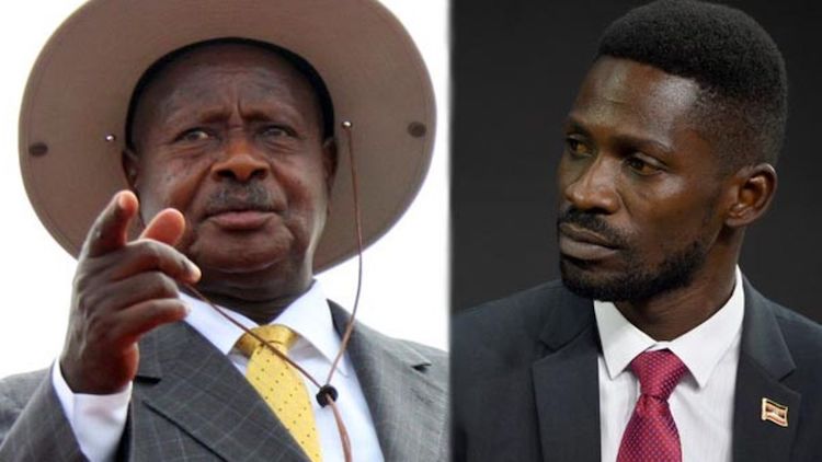 President candidate Yoweri Kaguta Museveni of NRM and Robert Kyagulanyi of NUP. CourtesyFile photo.