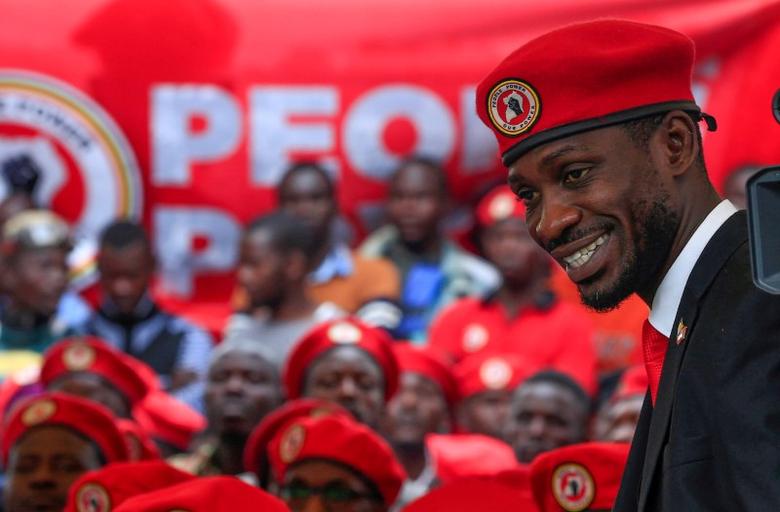Bobi Wine and his supporters last year. Reuters photo.