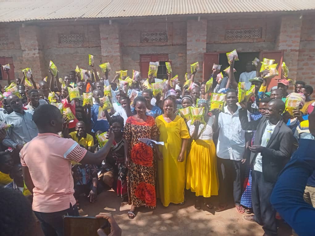 Jane Frances Acilo oversees maize seeds distribution in Oyam