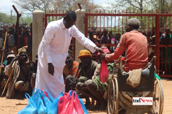 Kotido residents receive food aid from London-based Musa Lule