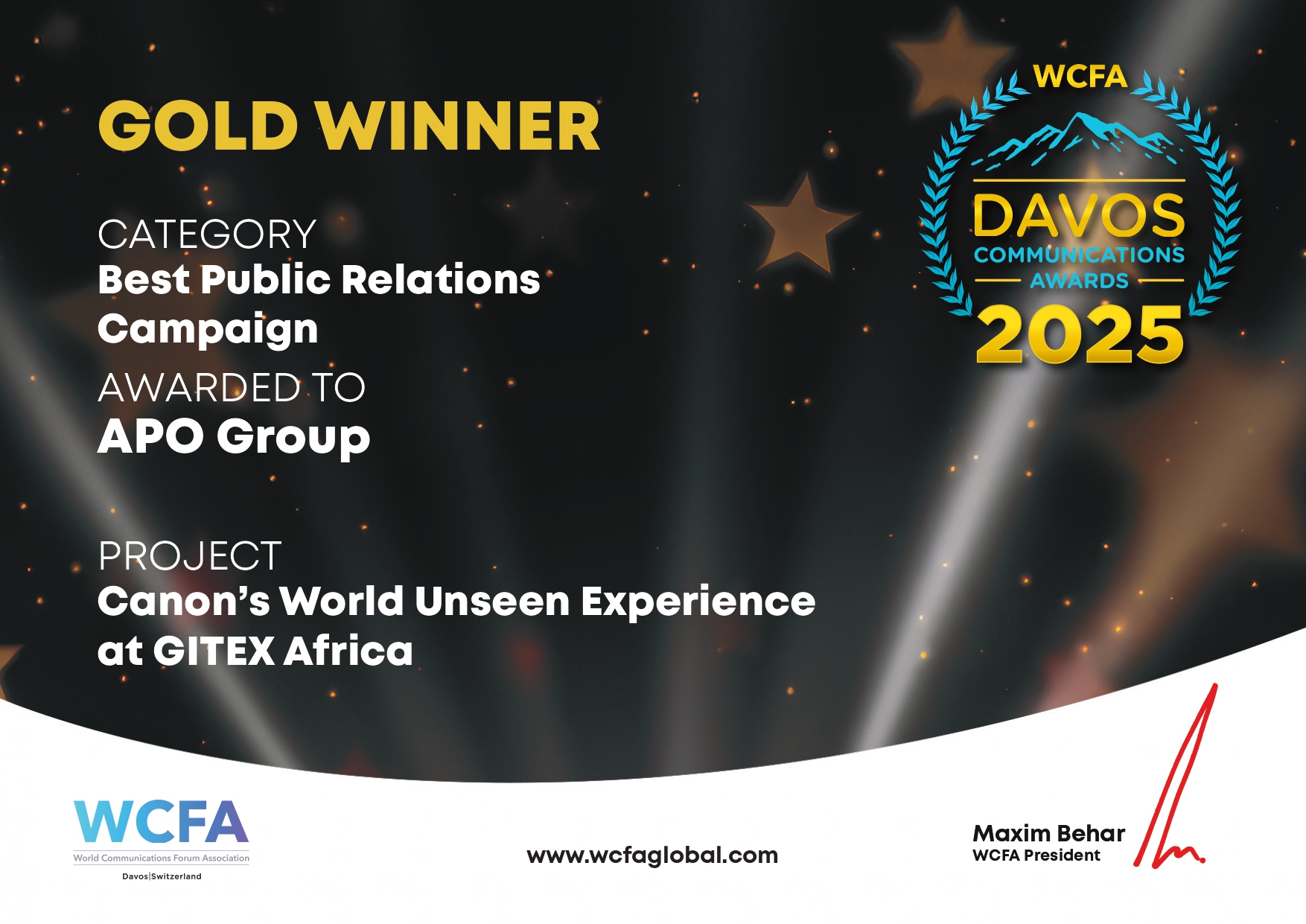 APO Group wins Gold and Bronze at the 2025 Davos Communications Awards for Canon CNAC