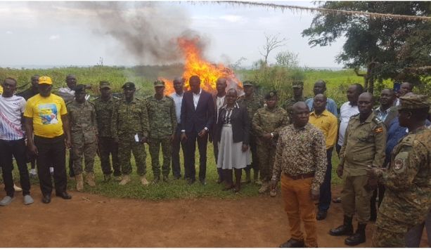 Illegal fishing gear worth shs1.6b burnt at Bangladesh landing site in Amolatar
