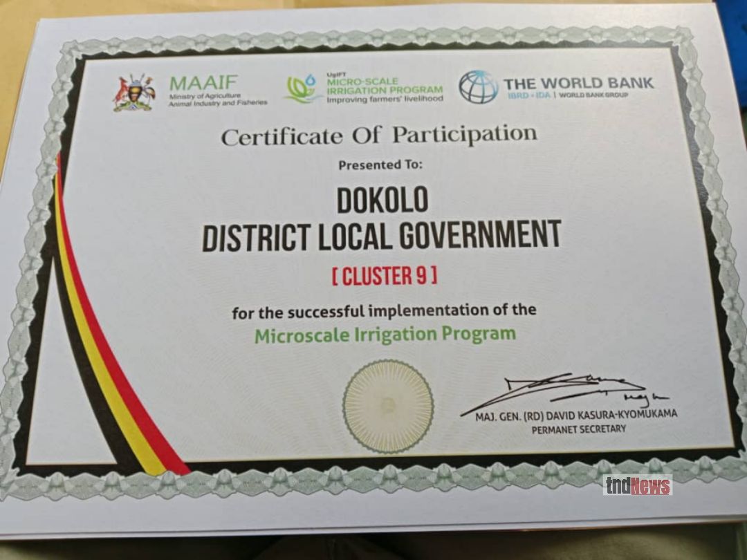 Dokolo district honored for outstanding micro-scale irrigation success