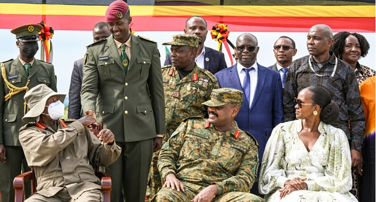 Second Lieutenant Ruhamya Kainerugaba together with Gen Muhoozi and President Museveni